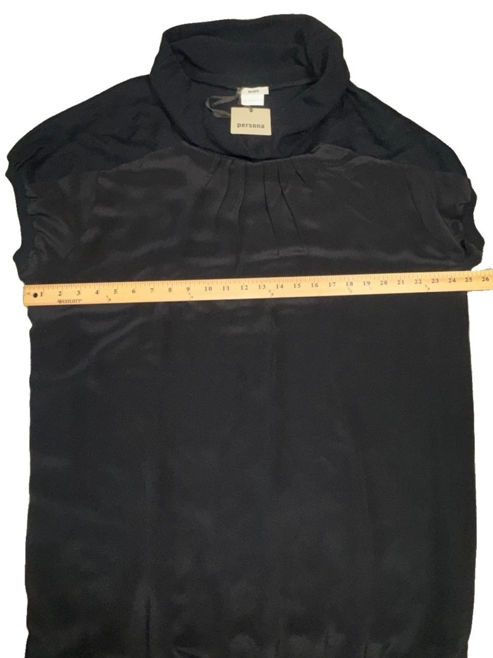 Persona Marina Rinaldi Dress L Black 100% Silk Wool Cashmere Cowl NWT $415 - Picture 8 of 14